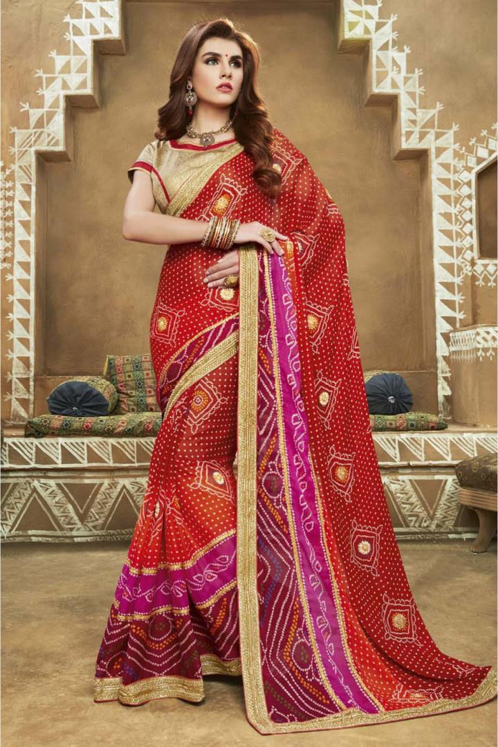 Aagam Alluring Salwar Suits & Bandhani Dress Materials, Cotton, Orange  Color, Top Length 2.5 Meters - Easy Shopping India