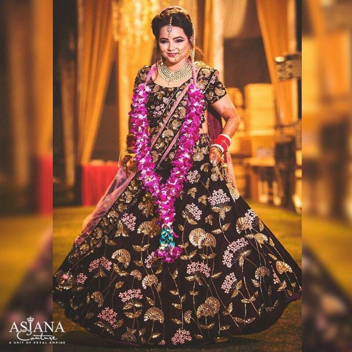 Black & Grey Color Wedding Designer lehenga choli for Women with sequence  embroidery work Indian Women style. - sethnik.com