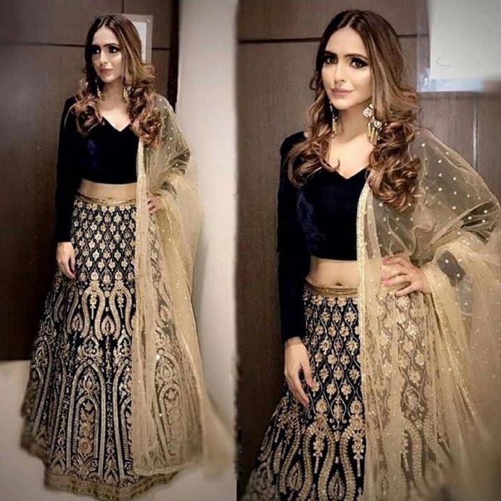 Latest Fashion Sequins Embroidered Black Lehenga LLCV110420