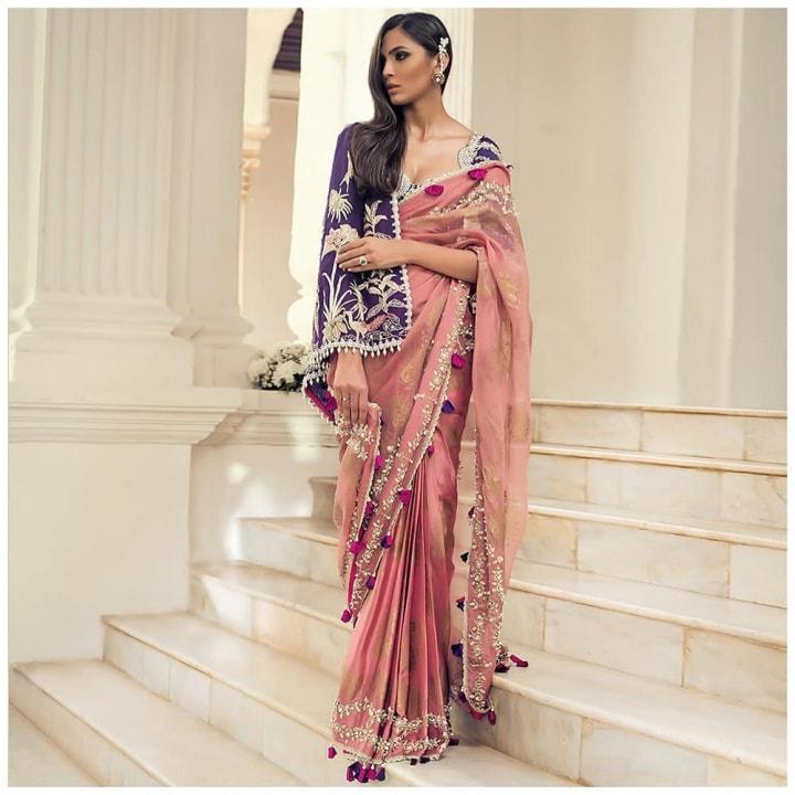 Sakshi Srivastava Cherry Blossom Cape Saree – Love Summer