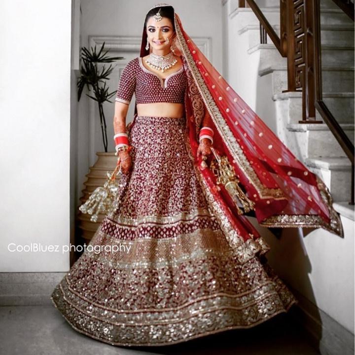 Rich Gold Lehenga Set With Royal Purple Dupatta – Naaz By Noor