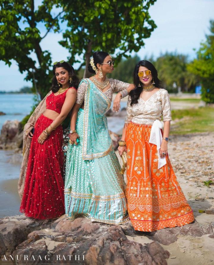 South Indian Wedding Half Saree Lehenga in Gold With Copper Zari Weaving in  USA, UK, Malaysia, South Africa, Dubai, Singapore