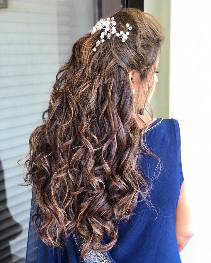 Princess style hairstyle with pearls