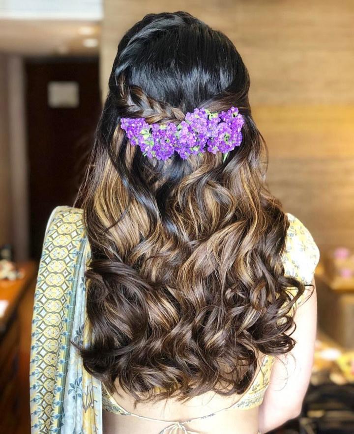 Braided open curls | South Indian hairstyles for brides | South Indian hair  accessories. | Hair styles, Long hair styles, Loose hairstyles