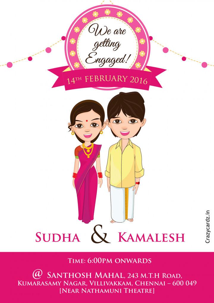 hindi Free engagement ceremony Invitation card with rose & Ring