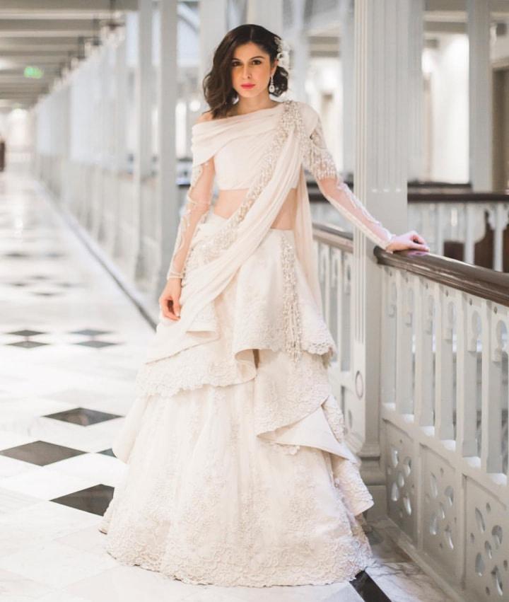 Sari style shop wedding dress