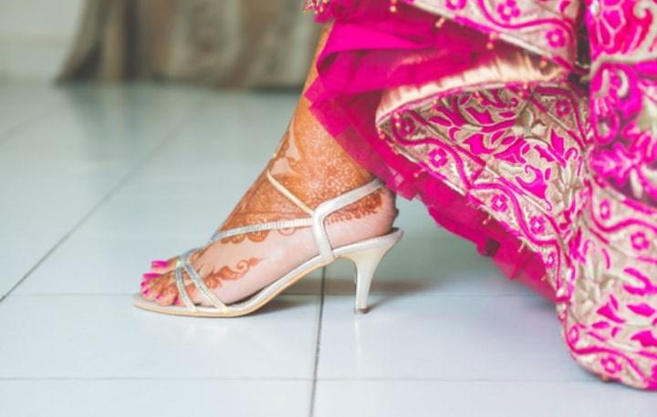 This Real Bride Ditched The Regular Heels And Opted For Customised Sneakers  Matching Her Lehenga