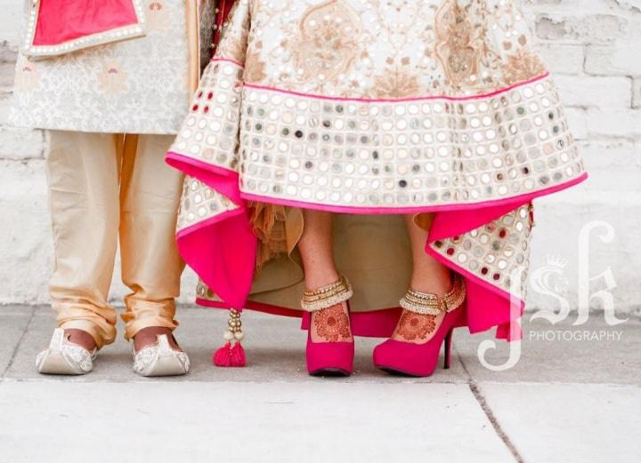 Stylish Bridal Sneakers for Wedding Lehenga