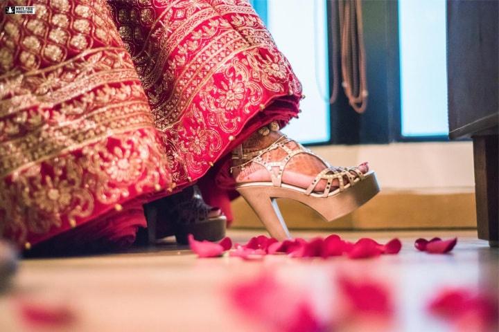 Bridal High Heels Sandals Shoes Lehenga Stock Photo 1204652053 |  Shutterstock