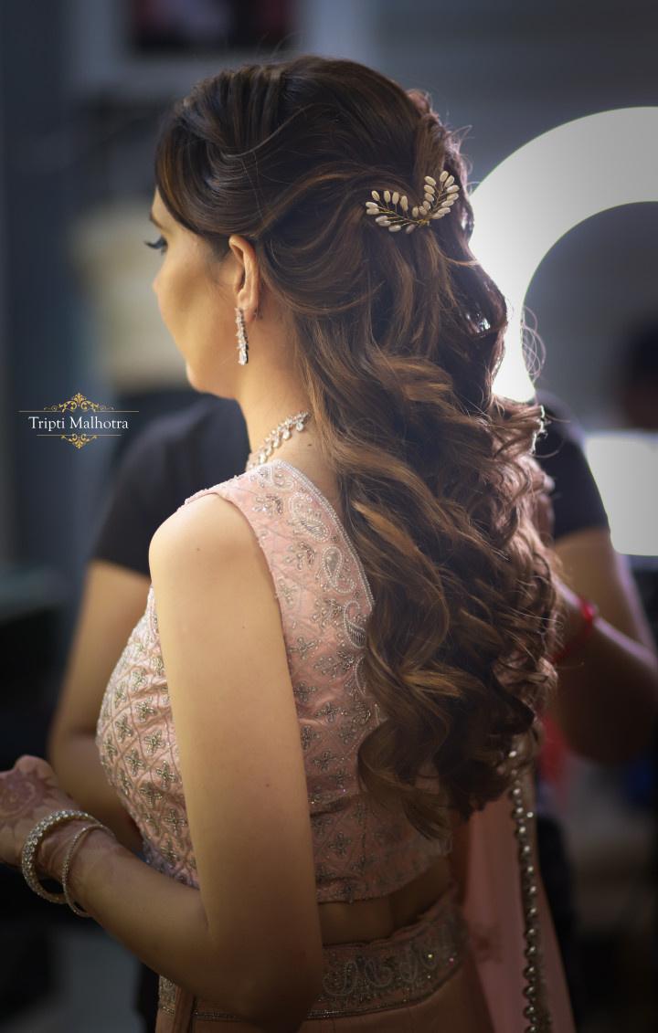 Photo of Poufed braided bun for sangeet or reception | Hairstyles for gowns,  Lehenga hairstyles, Indian wedding hairstyles