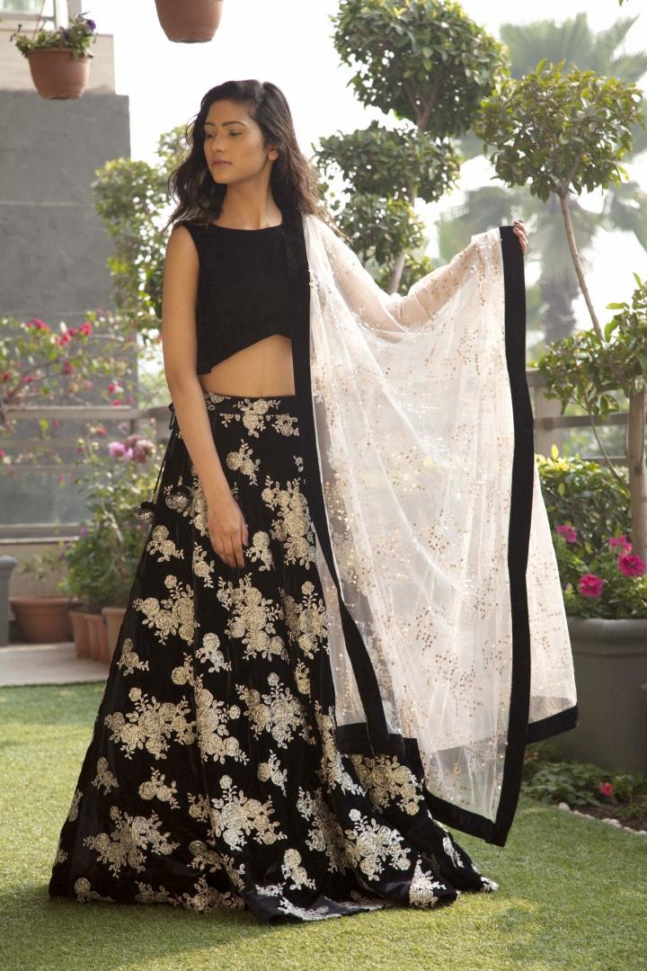 Black Georgette Heavy Designer Lehenga Choli Set | Lehenga, Indian wedding  dress, Designer lehenga choli