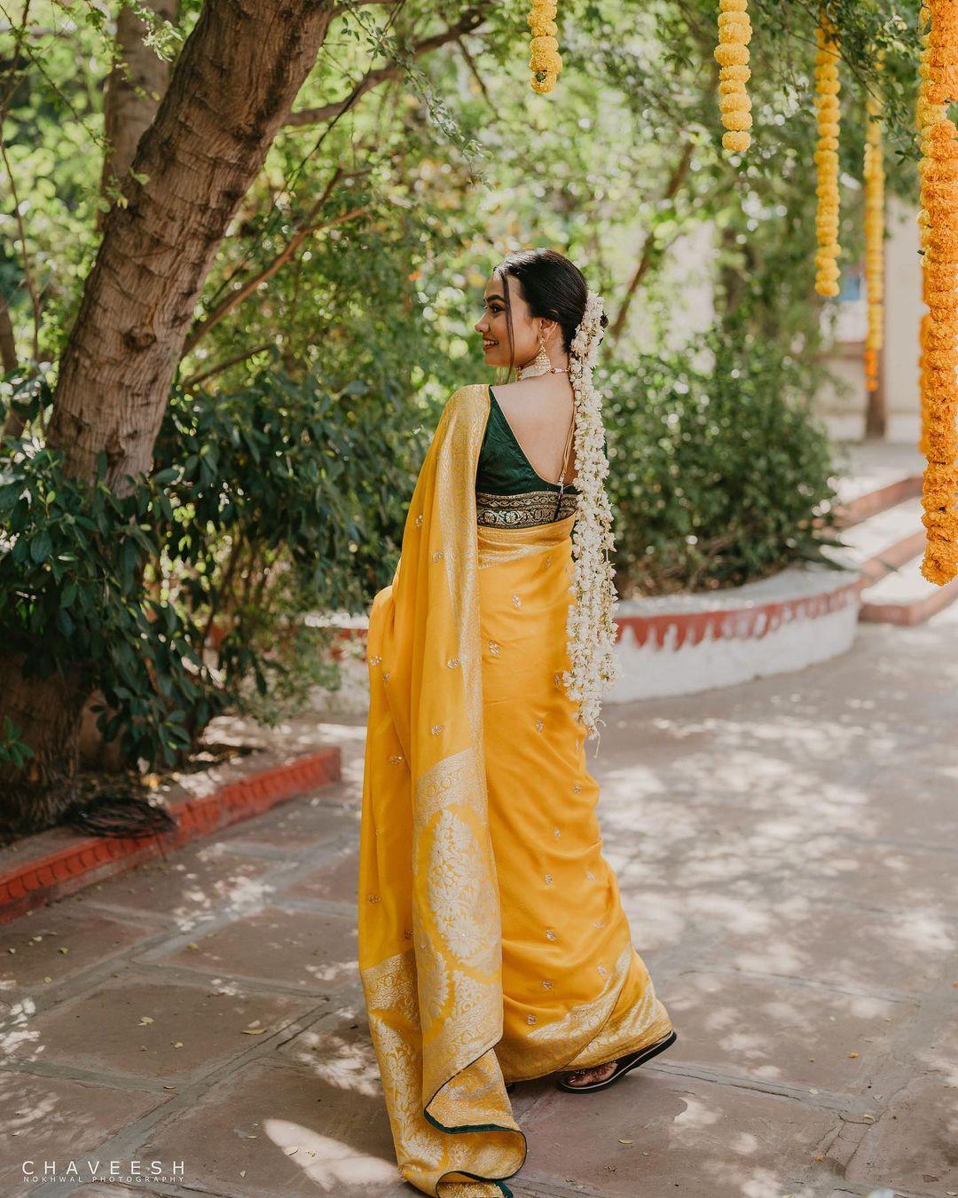 Beautiful Designer Half Saree Blouse | Saree poses, Saree photoshoot, Half  saree designs