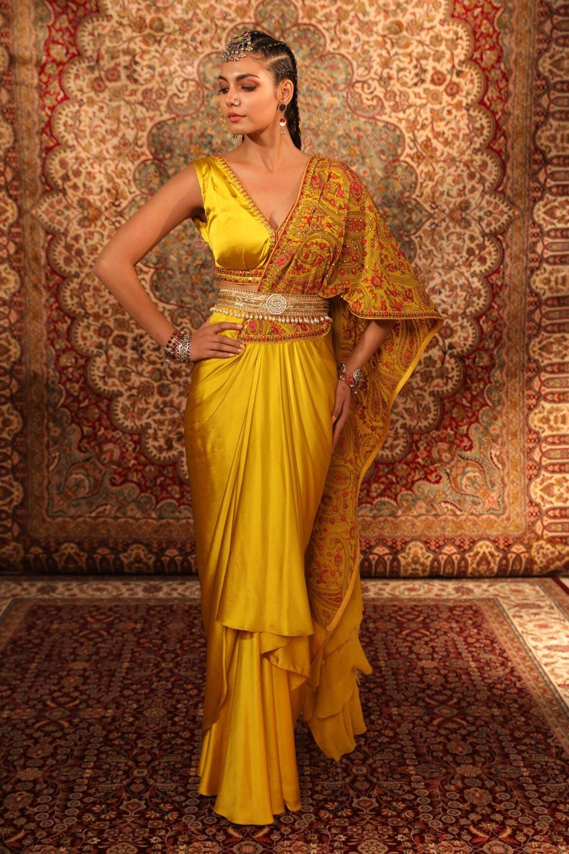 Wedding saree wearing outlet styles