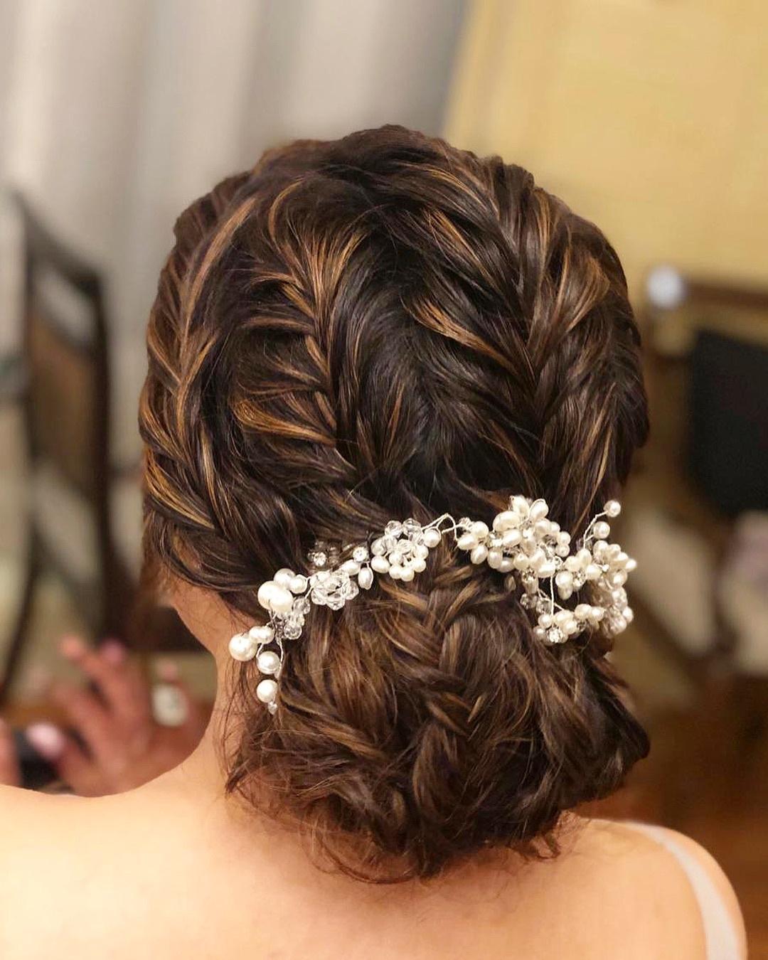 53 Best Wedding Hairstyles For 2023 Brides : Dutch braid + Messy Bun