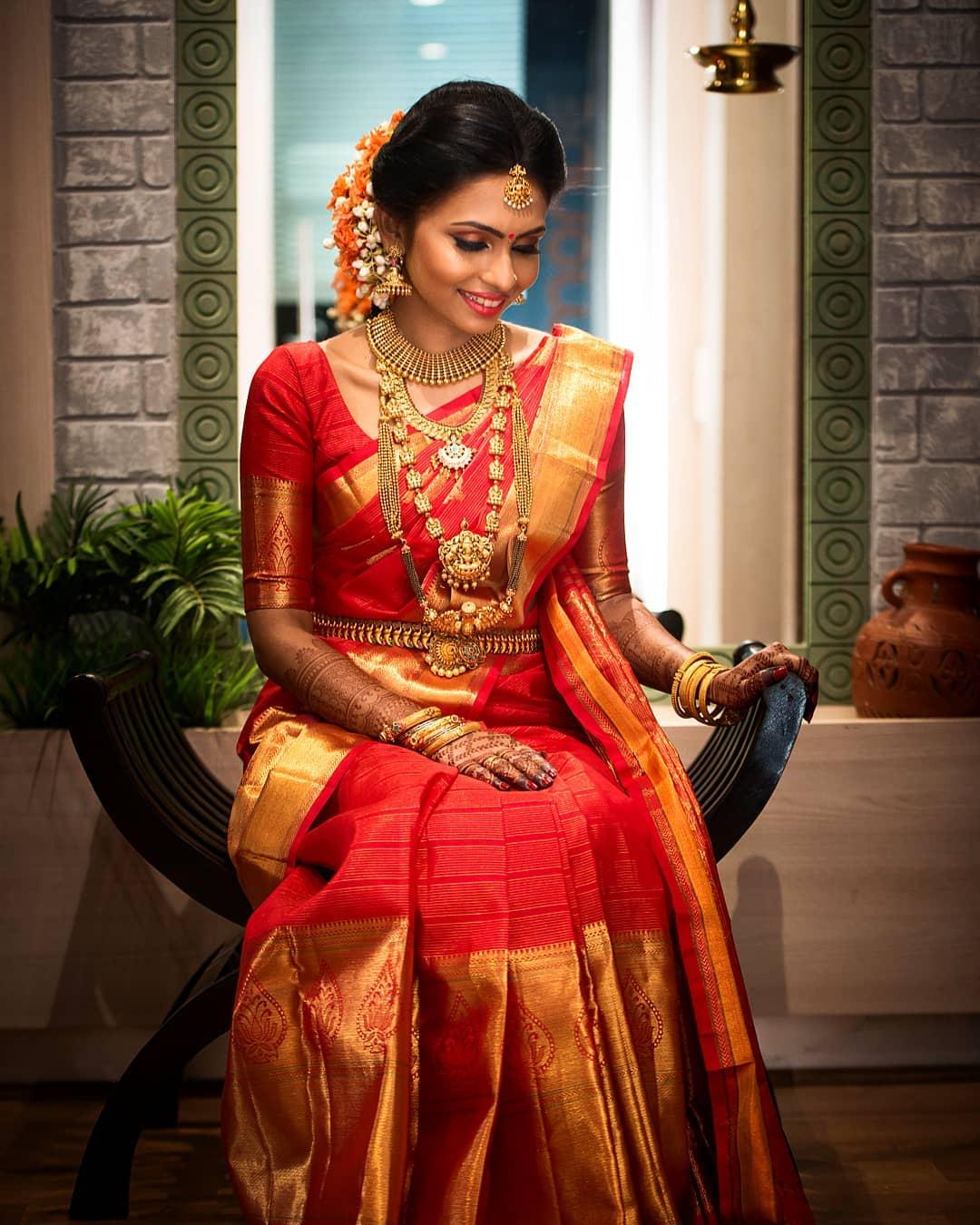 ALL SILKS Sarees : Buy ALL SILKS Golden Kanjivaram Silk Saree with  Unstitched Blouse Online | Nykaa Fashion.