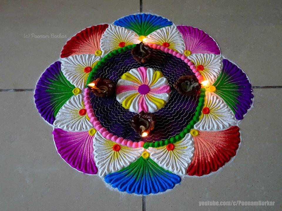 Simple Rangoli for Diwali with Mandala 