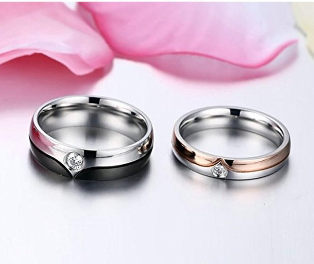 Simple 925 Sterling Silver Heart Shaped Couple Rings For Valentine's Day  present