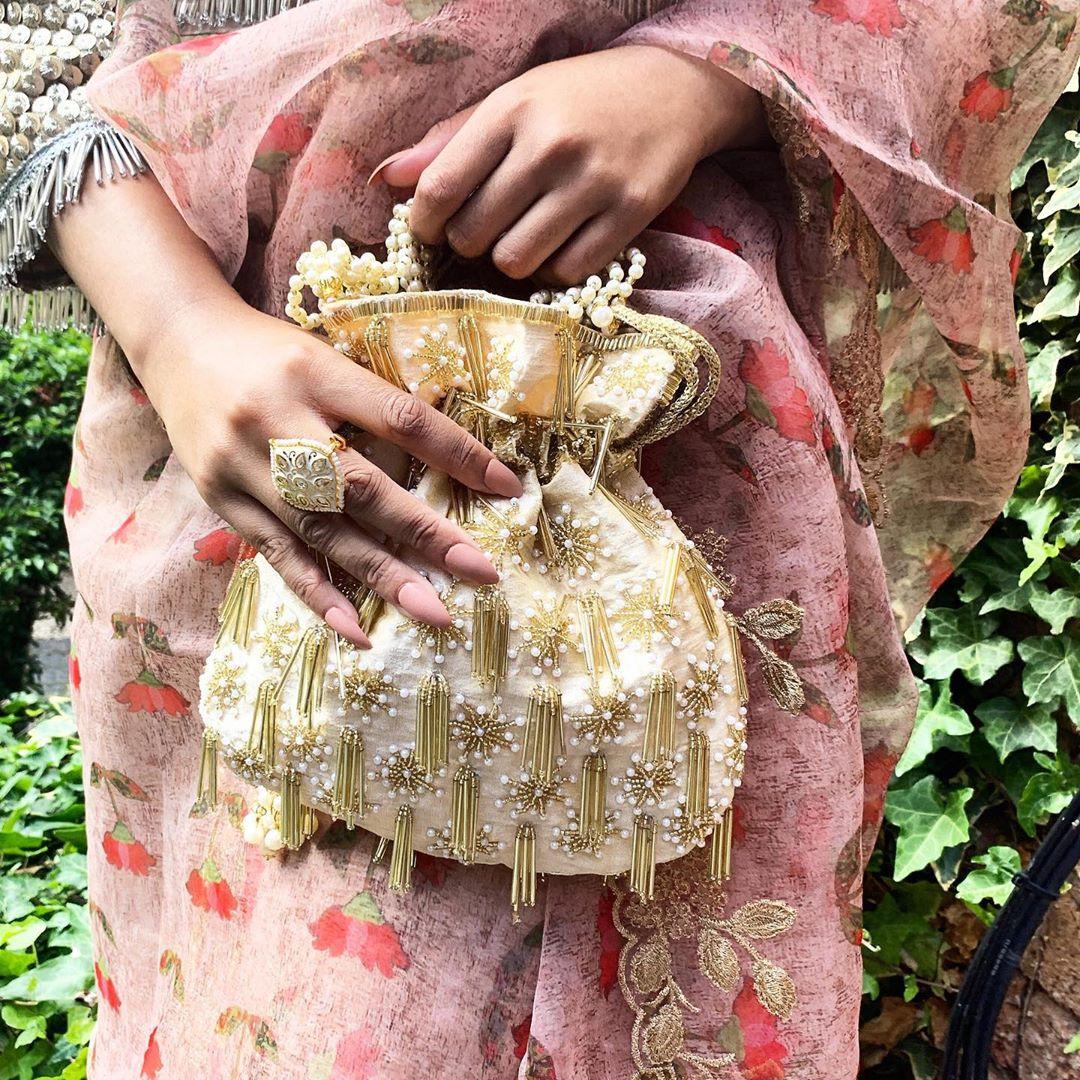 Indian potli bag, Pearl hand embroidery, handmade, bridal potli, wedding bag,  designer potli, handbag in Barnala at best price by Shubham's Zari Gota  Emporium - Justdial