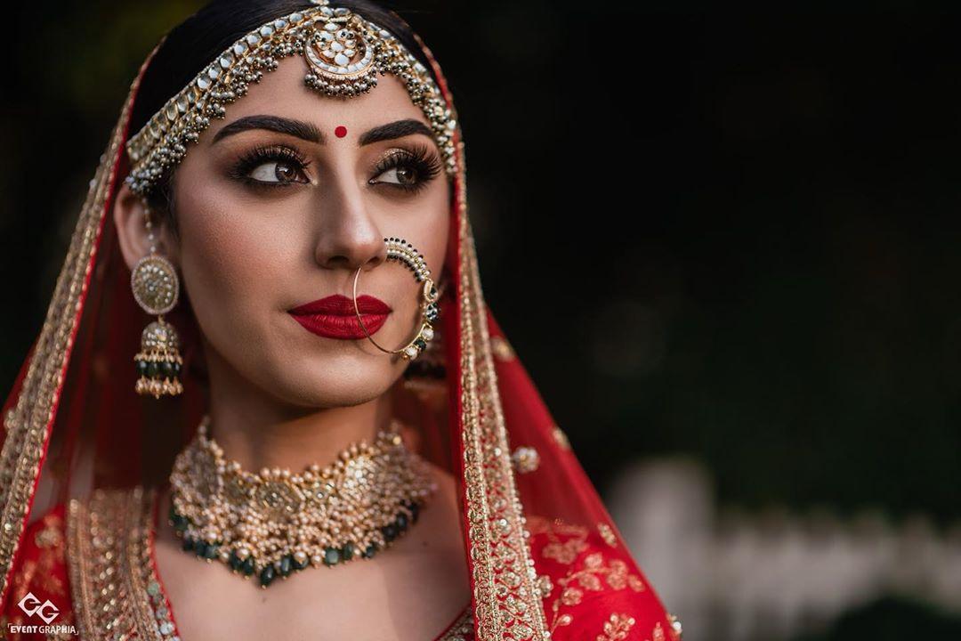 30+ Bridal Makeup Ideas to Complement Your Red Wedding Lehenga