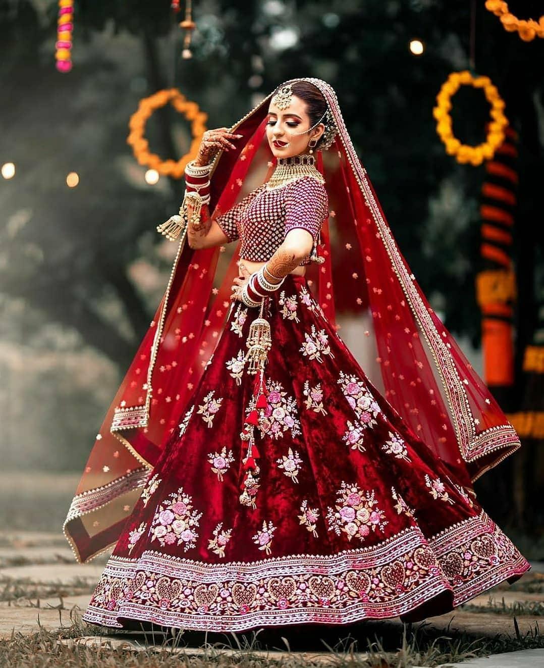 8 Velvet Bridal Lehenga Designs To Look Regal On Your Wedding | Times Now