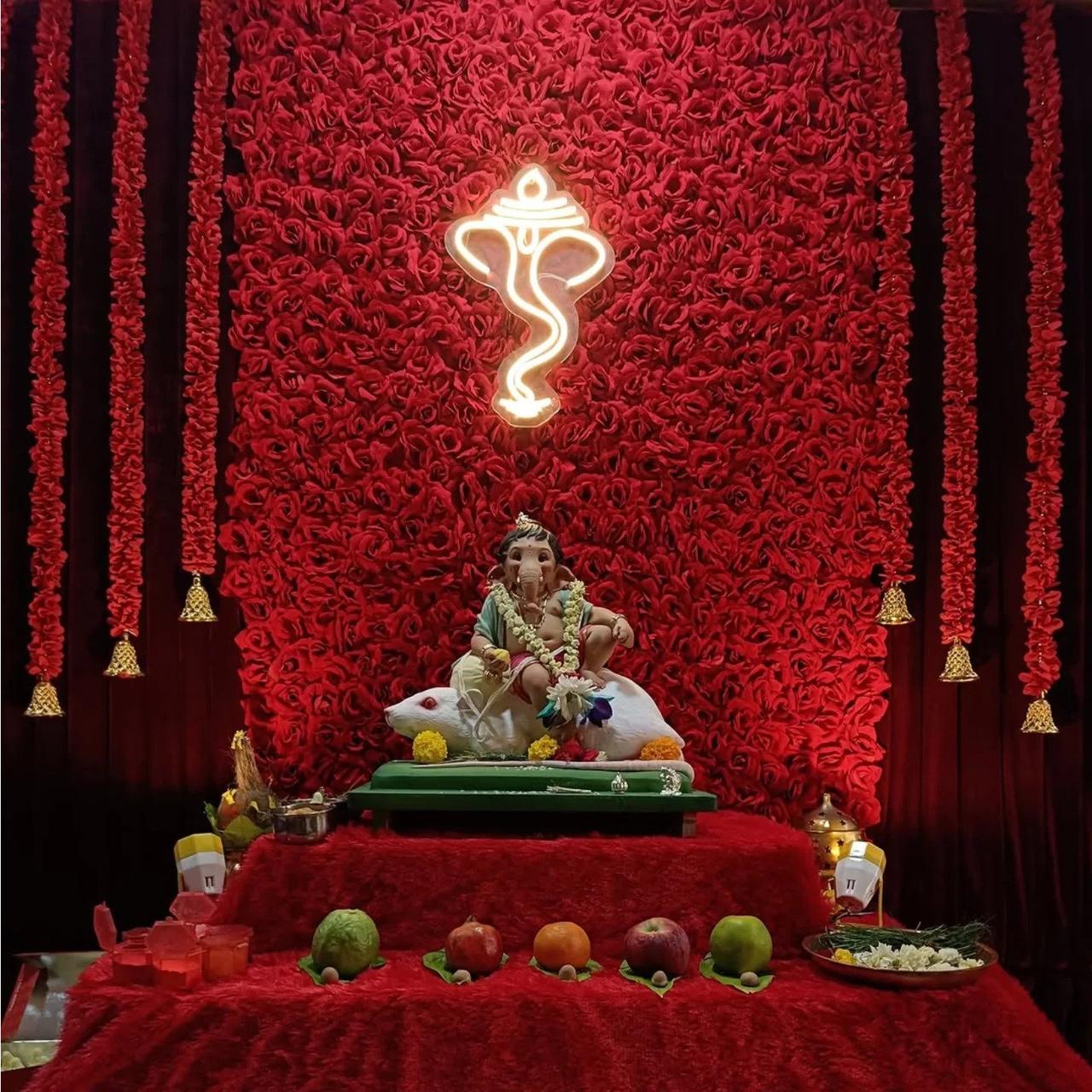Floral Ganesh Chaturthi Background Decoration Ideas