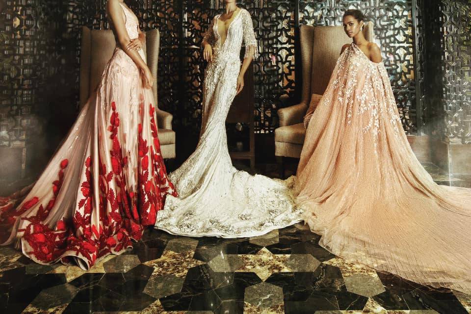 Photo of bride wearing nude and ivory manish malhotra gown for her cocktail-hancorp34.com.vn