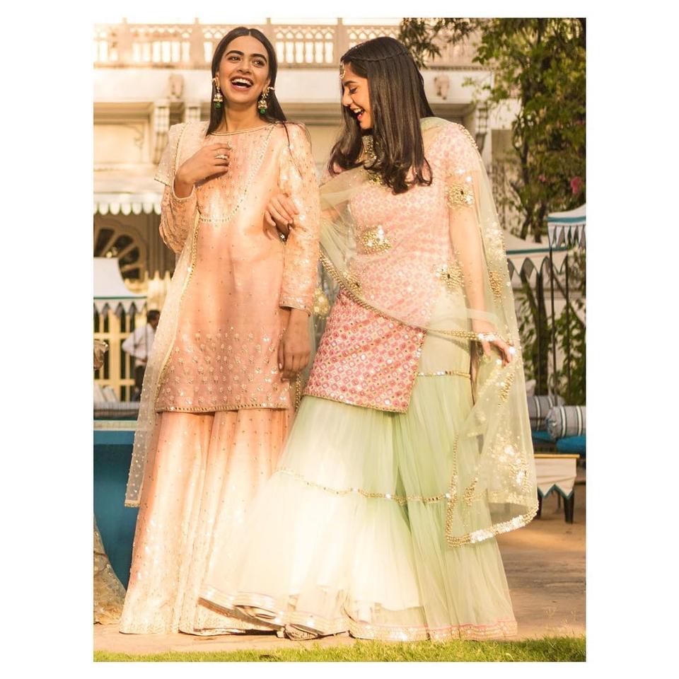 Picture Perfect Peach Colour Combination Suits for the Bridesmaid
