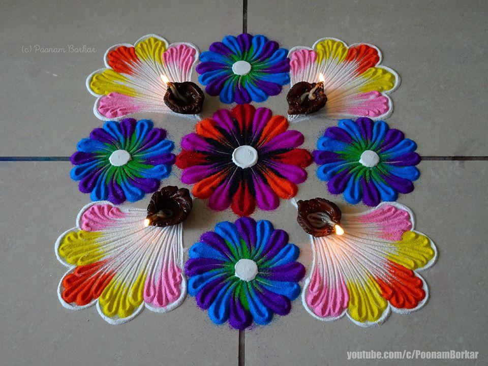 Simple Rangoli for Diwali with Mandala 