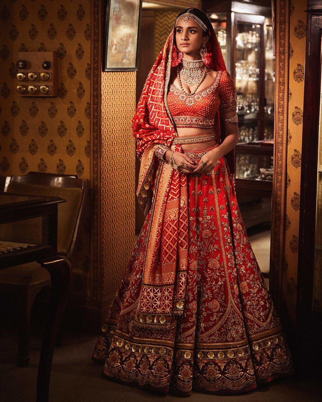 Designer Red Pure heavy silk Bridal Lehenga Choli