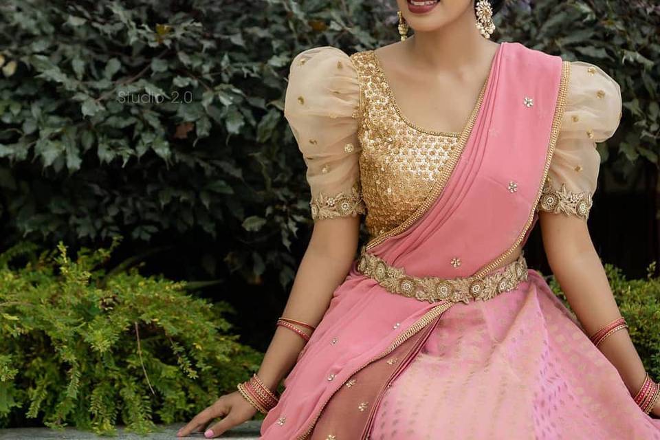 10 Wedding Day Pattu Half Saree Designs for South Indian Brides