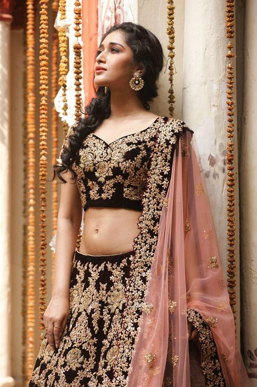 Angosree Semi-Stitched Rani Bridal Velvet Lehenga at Rs 22990 in Howrah