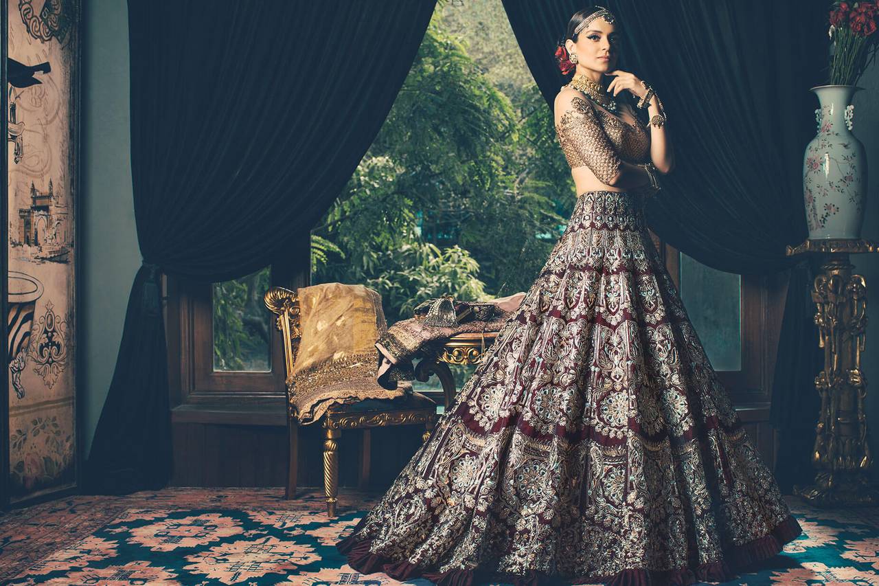Manish Malhotra - Embrace your inner #Ruhaaniyat as you walk down the aisle  of new beginnings in our antique aquamarine hued raw silk bridal lehenga  embroidered with antique zari, zardosi and nakshi