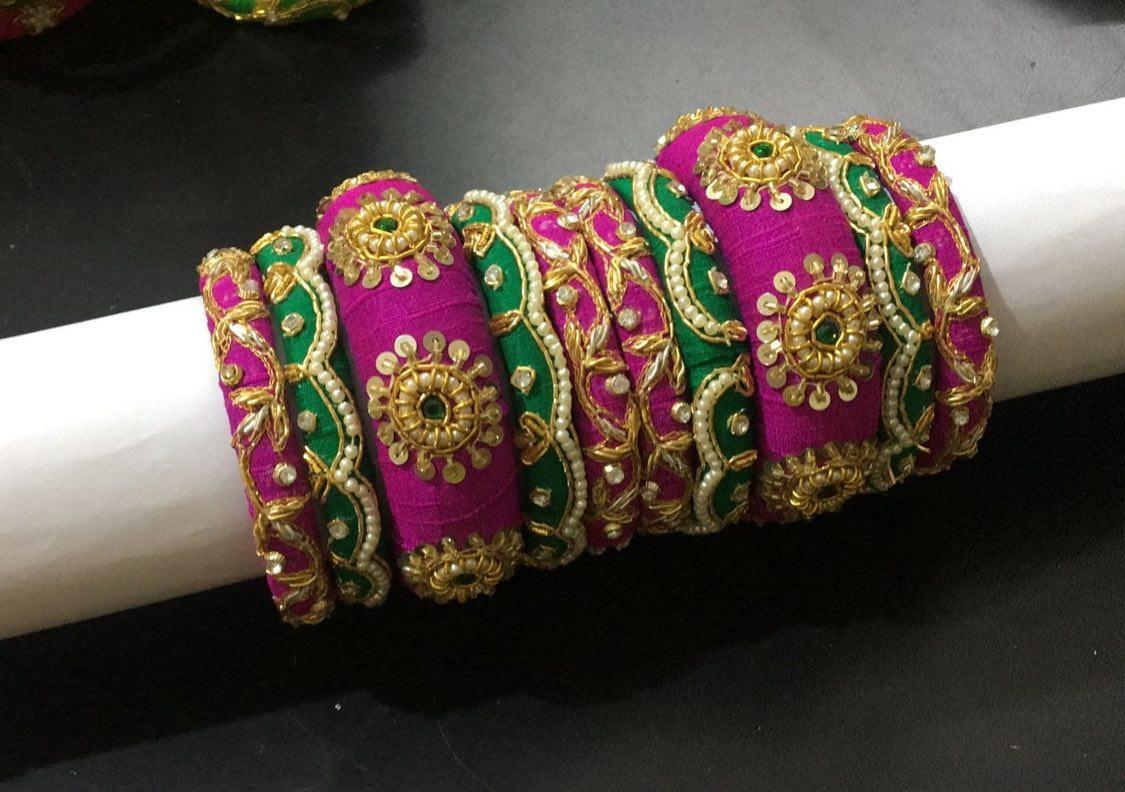 KIDS ADULTS Colorful Silk Thread Bangles Set | Indian Jewelry Wedding –  Classical Dance Jewelry