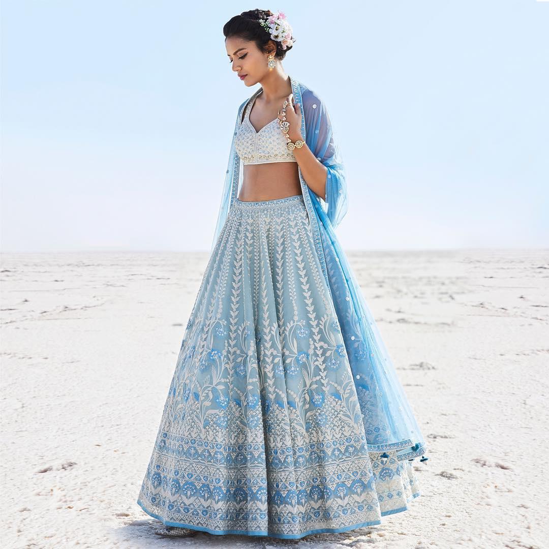 Silver Grey Digital Printed Satin Ready To Wear Umbrella Lehenga Choli with  Dupatta Online FABANZA