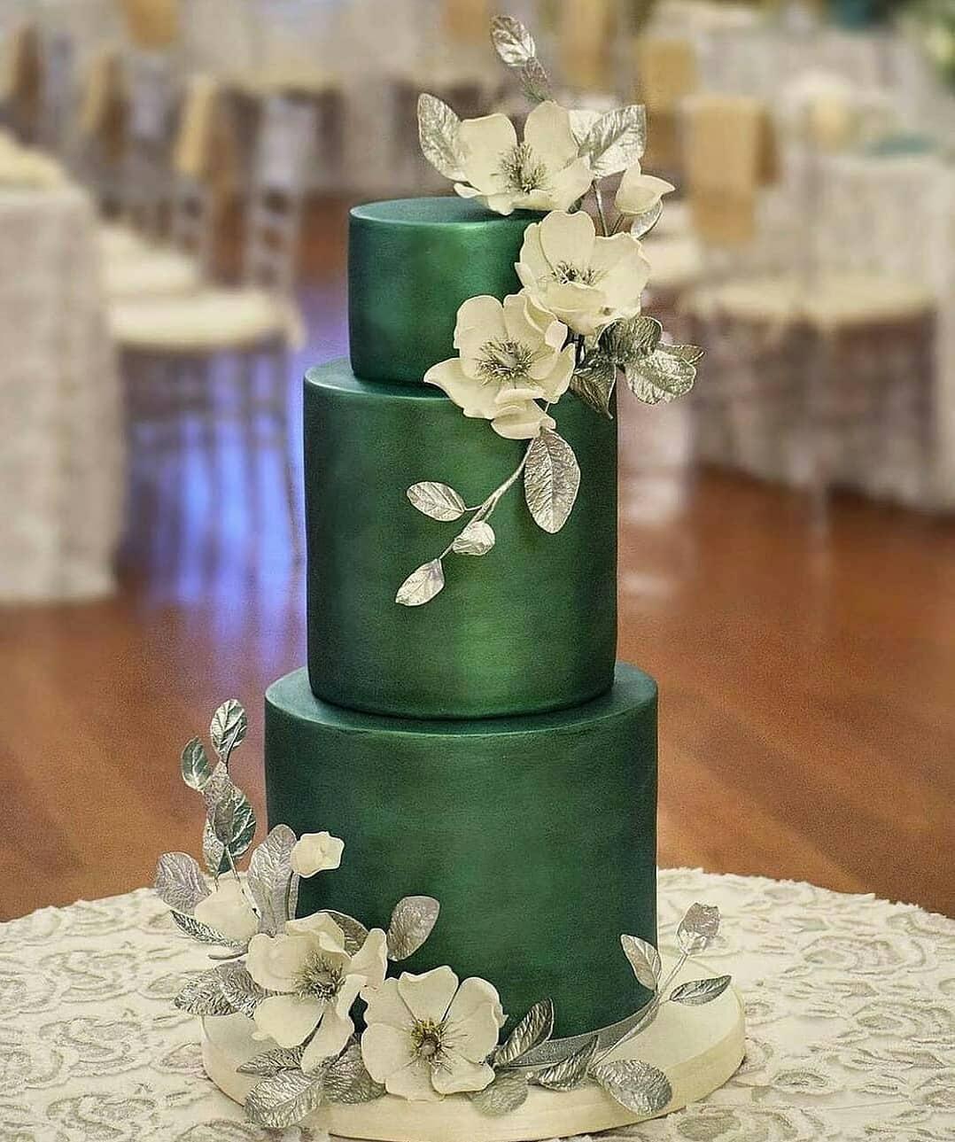 55+ Cute Cake Ideas For Your Next Party : Green & Grey Two-Toned Cake