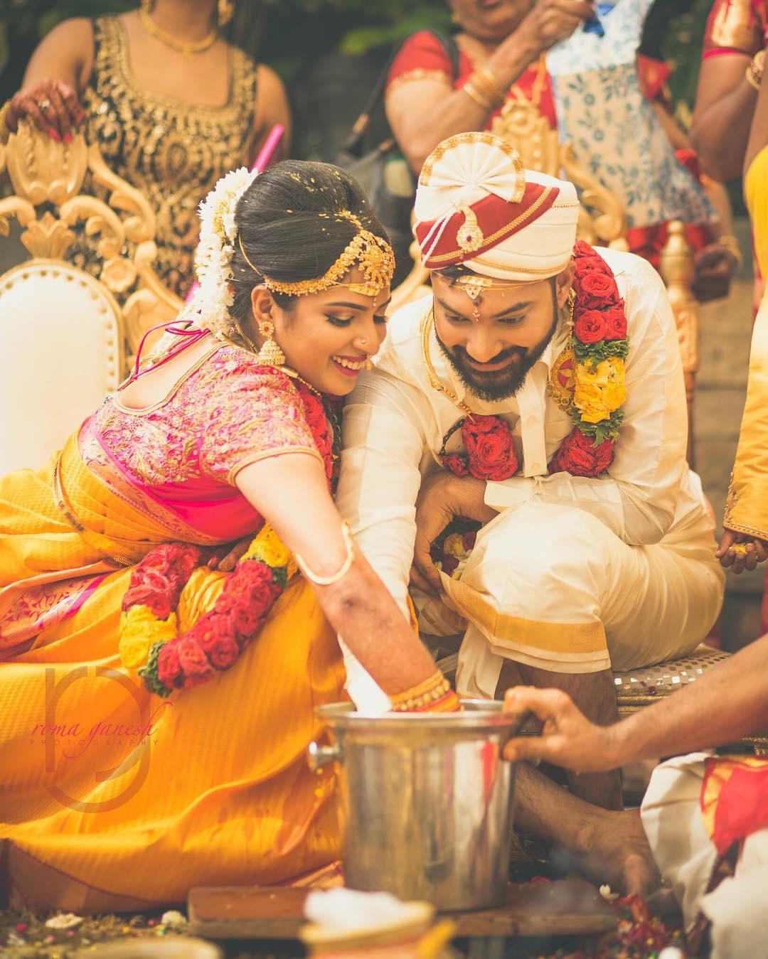 Bride dressed in red banarasi saree with dupatta on Craiyon