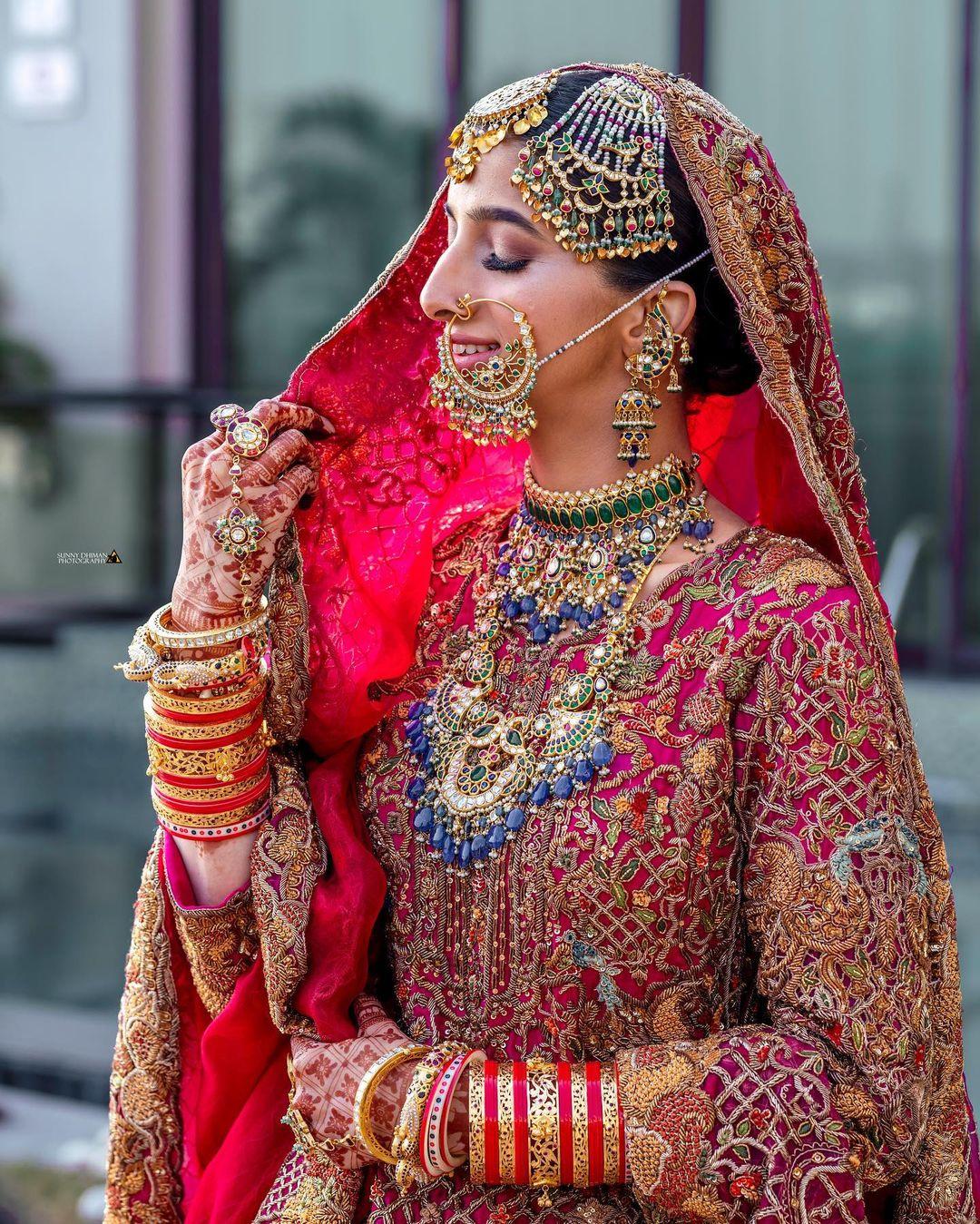 Punjabi Style Red Bridal Chuda Pearls & Stone Work Bangles Karwa Chauth  Chura