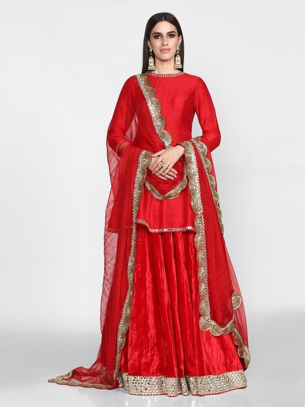 86131 lancha dress abhinav mishra red peplum
