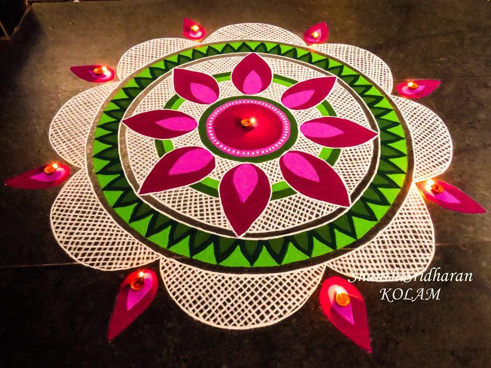 Simple Rangoli for Diwali with Mandala 