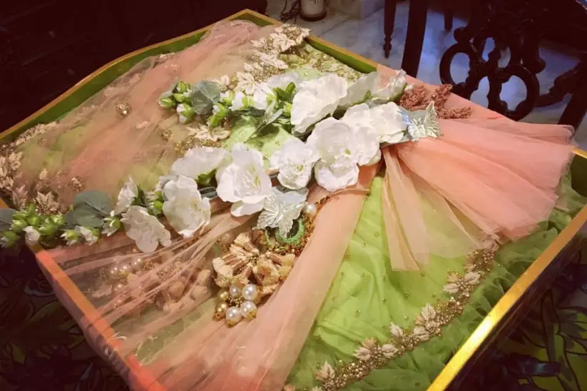 Paper Pink Wedding Saree Packing Tray
