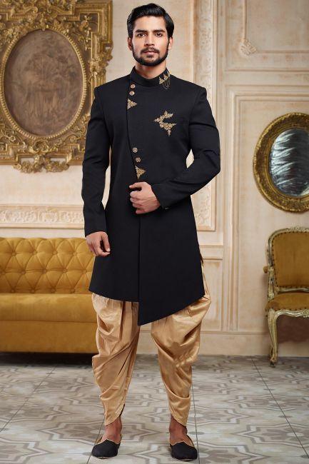 Mens Function Wear Cotton Fabric Dark Beige Color Readymade Jodhpuri Suit |  Designer suits online, Dark grey color, Designer suits