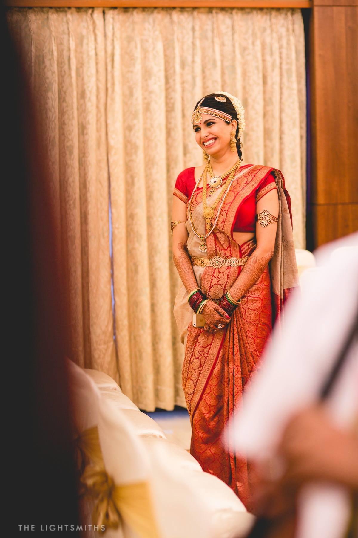 Smiling Woman in Red Saree · Free Stock Photo