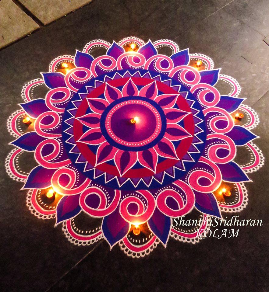 Simple Rangoli for Diwali with Mandala 