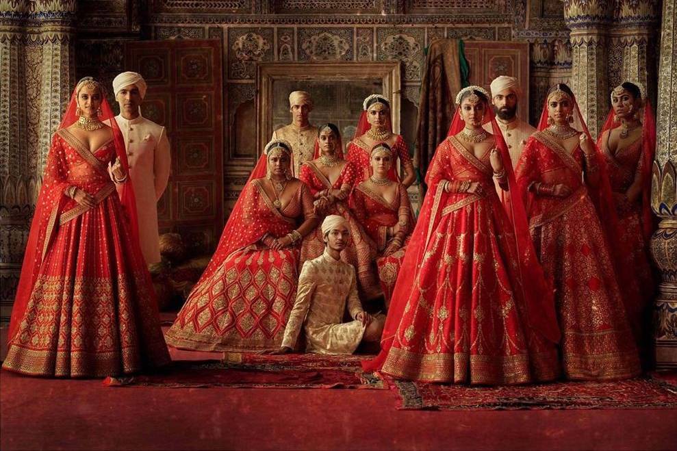 Red Colour Sabyasachi Inspired Wedding Lehenga – Panache Haute Couture
