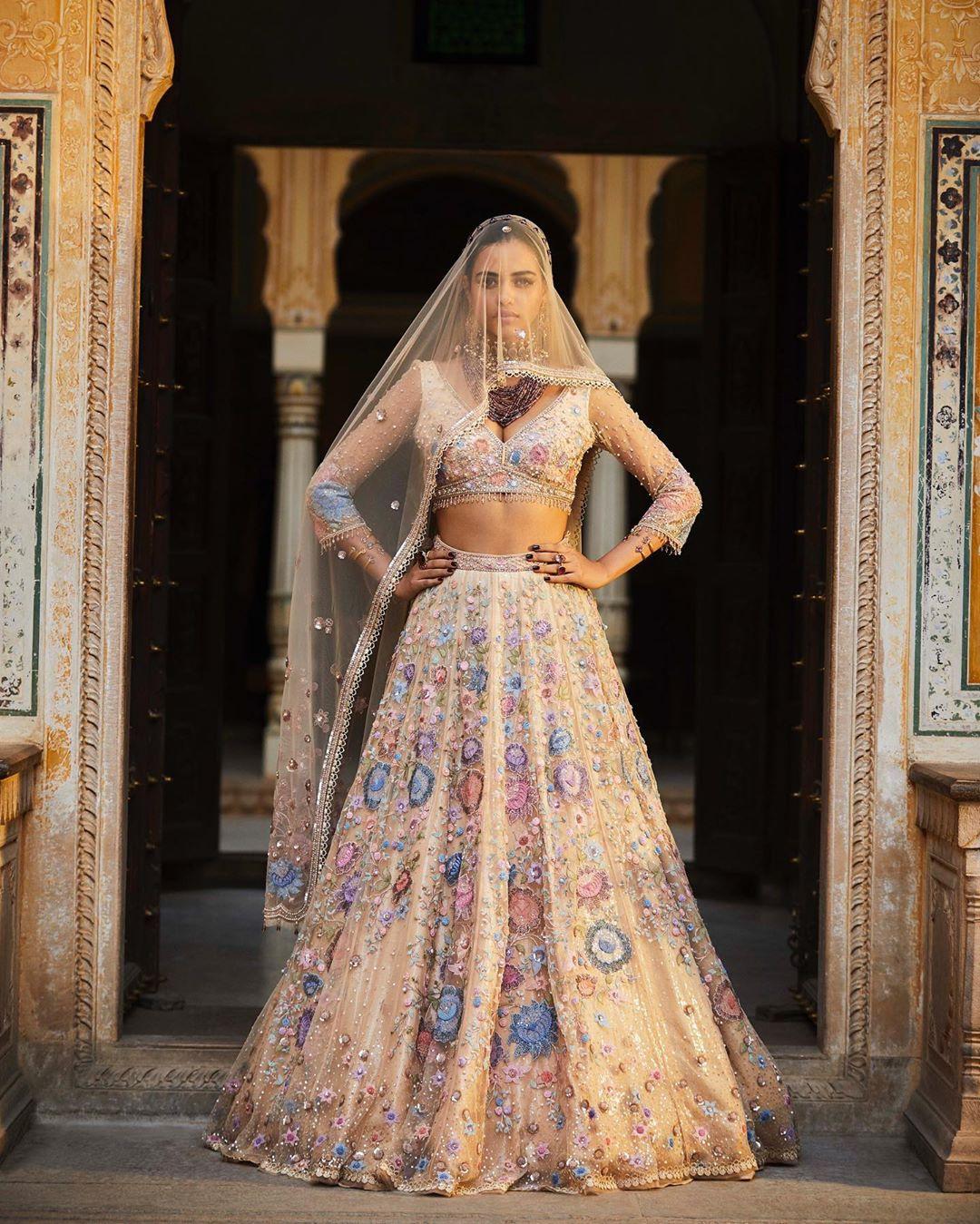 Floral lehenga hot sale for bride