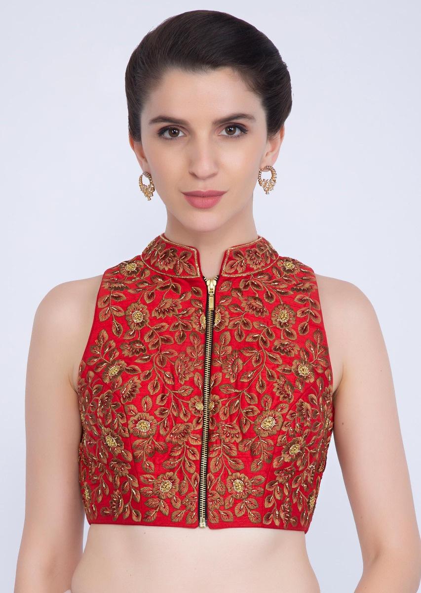 Chinese neck sale blouse design