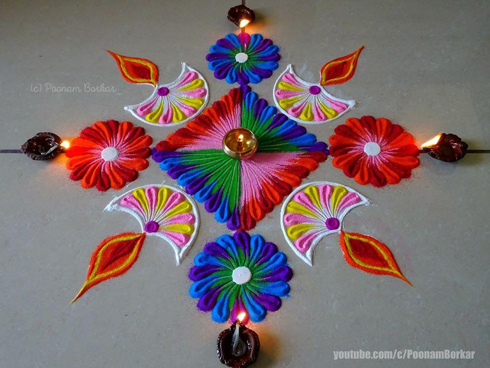 Simple Rangoli for Diwali with Mandala 