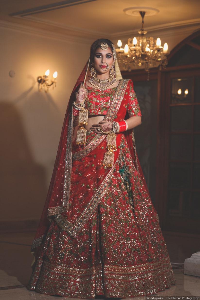 Red Embroidered Ladies Bridal Wear Full Length Lehenga at Rs 4500 in New  Delhi