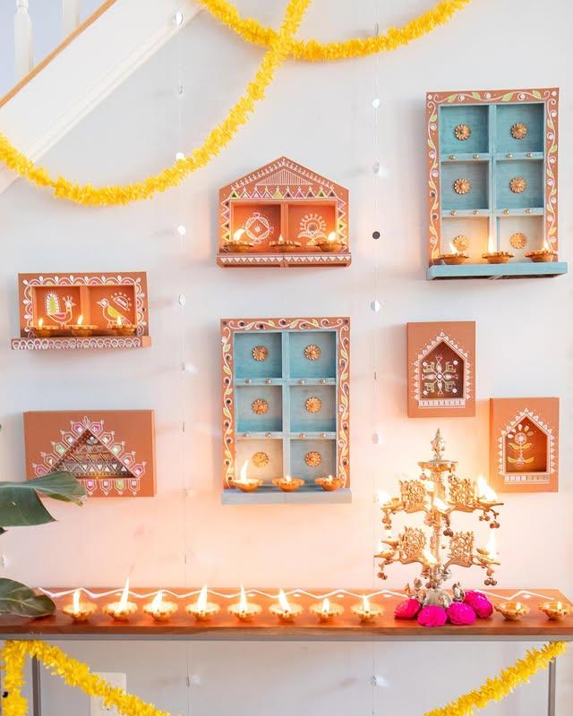 Diya Stands for Walls as Diwali Decoration