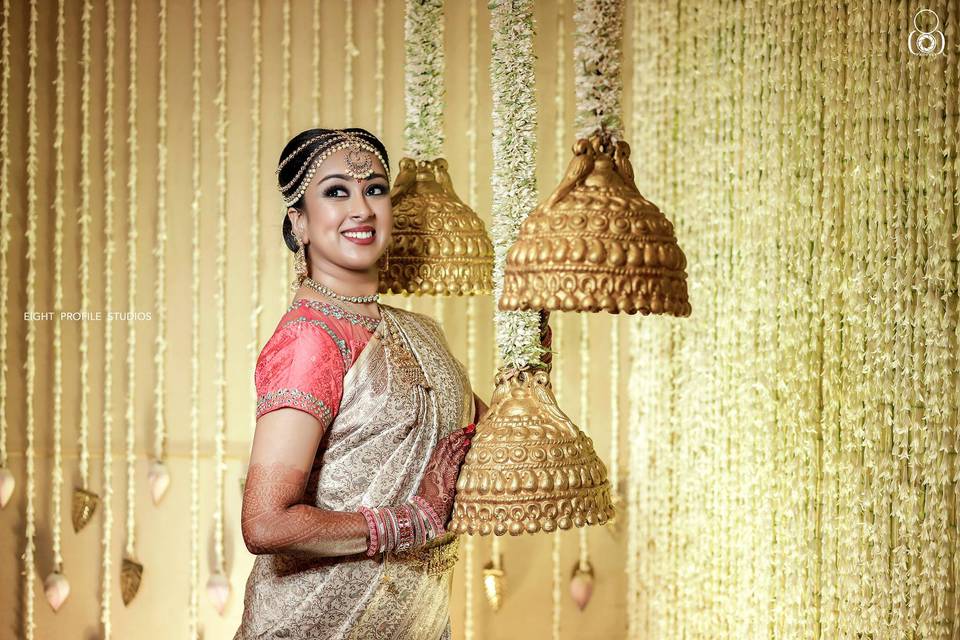 A beautiful makeup and glamour shoot featuring my rose gold drop earrings.  That saree and make-up look so elegant! 📸 @muses.weddings… | Instagram